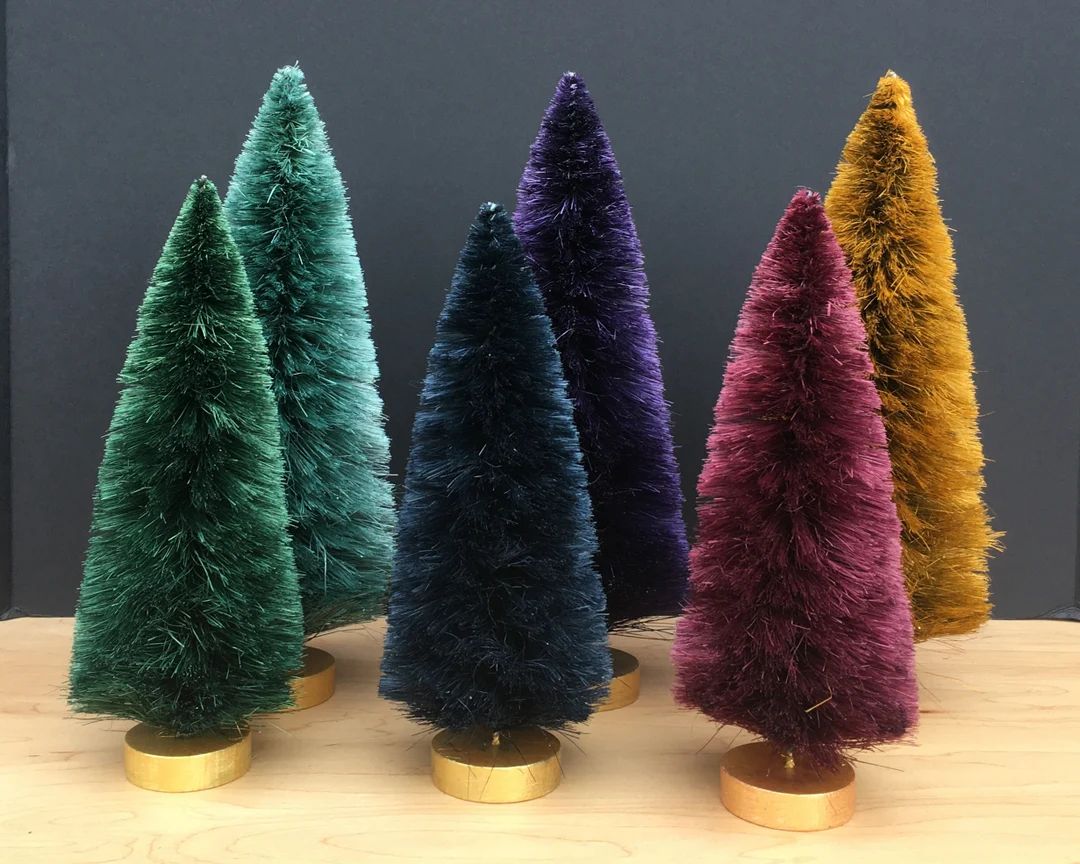 Large Jewel Tone Rainbow Bottle Brush Trees 8 Inch 10 Inch - Etsy | Etsy (US)