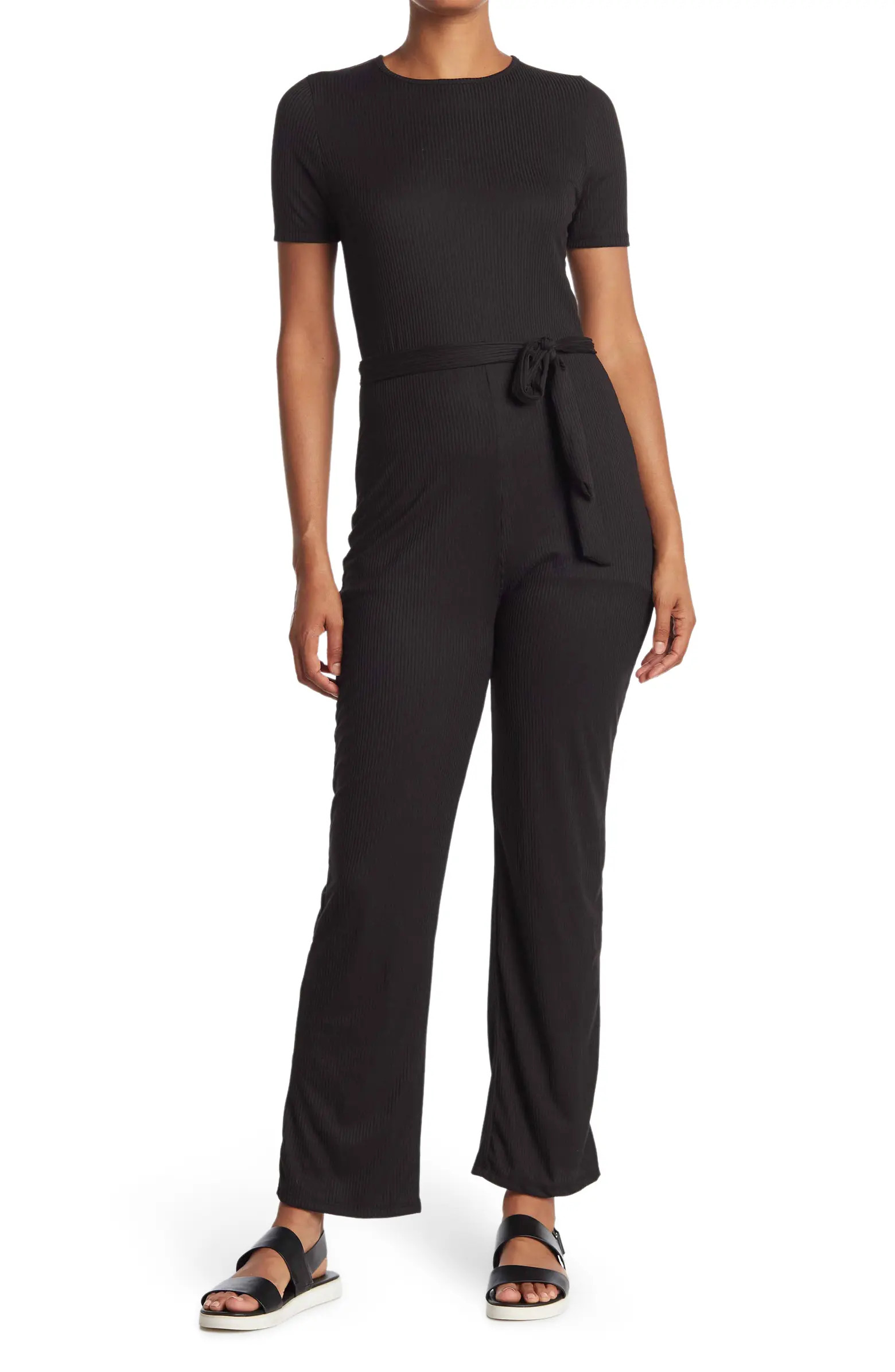 VELVET TORCH Ribbed Knit Belted Jumpsuit | Nordstromrack | Nordstrom Rack