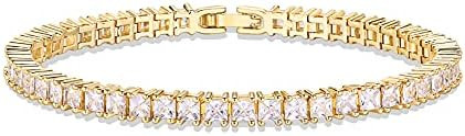 Amazon.com: PAVOI 14K Gold Plated Cubic Zirconia Classic Tennis Bracelet | Yellow Gold Bracelets ... | Amazon (US)