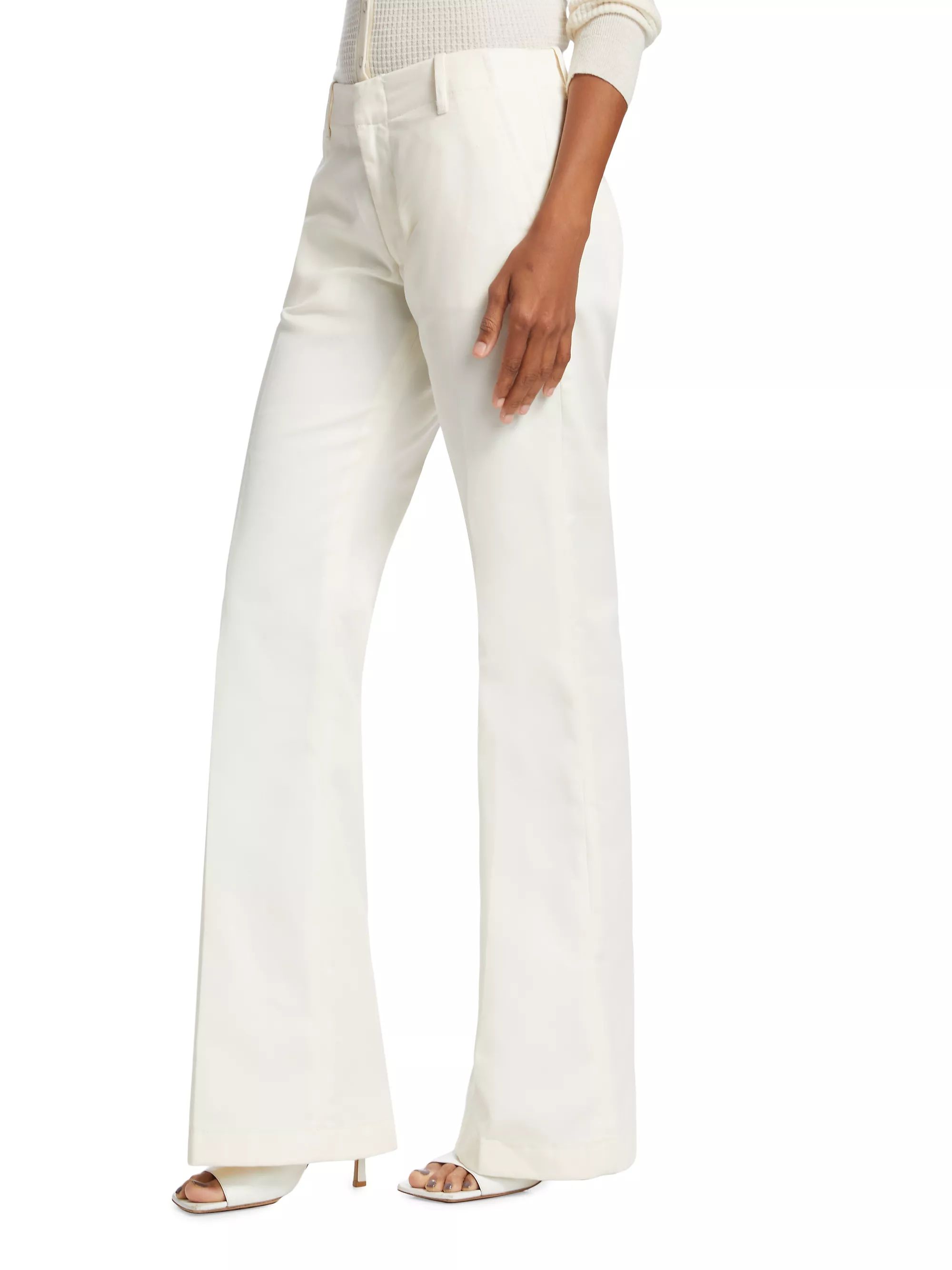 Cotton-Blend Twill Mid-Rise Flare Trousers | Saks Fifth Avenue