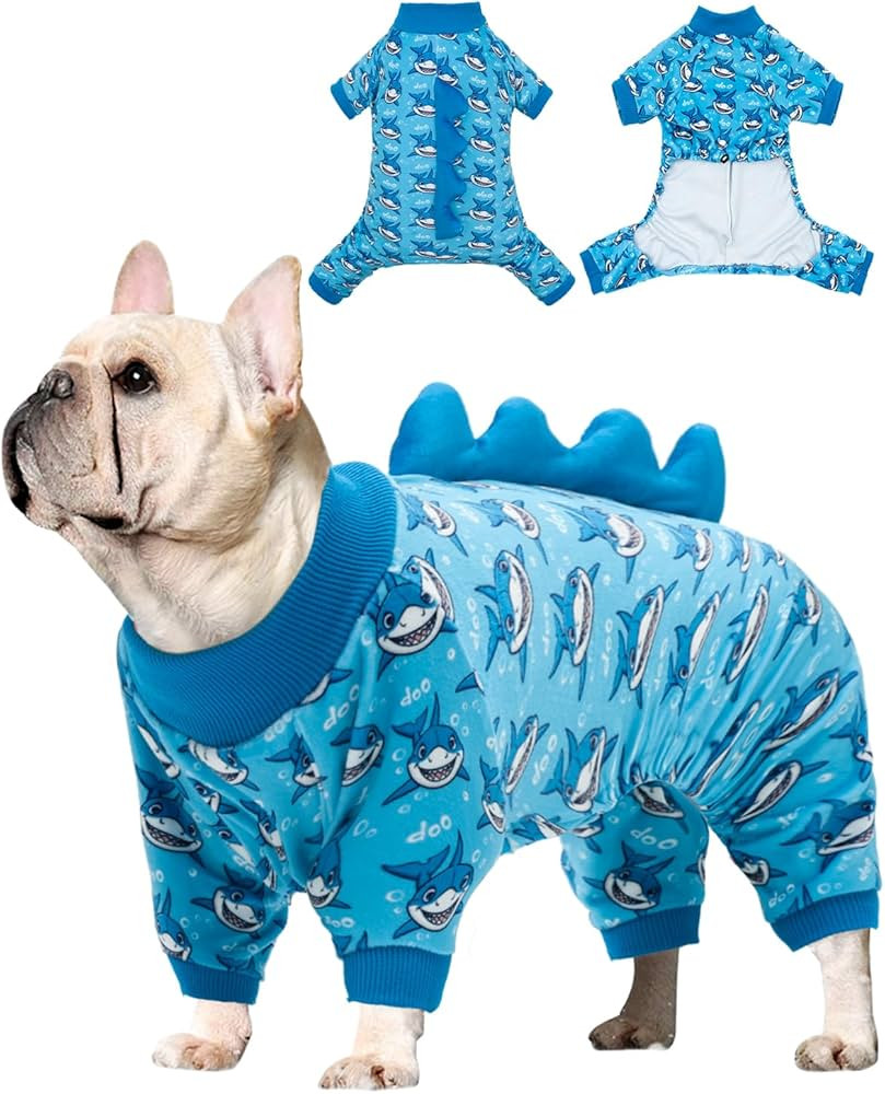 CuteBone Shark Costume Dog Pajamas, Stretchy Spandex Crystal Velvet Sleepwear Coat for Small Dogs... | Amazon (US)