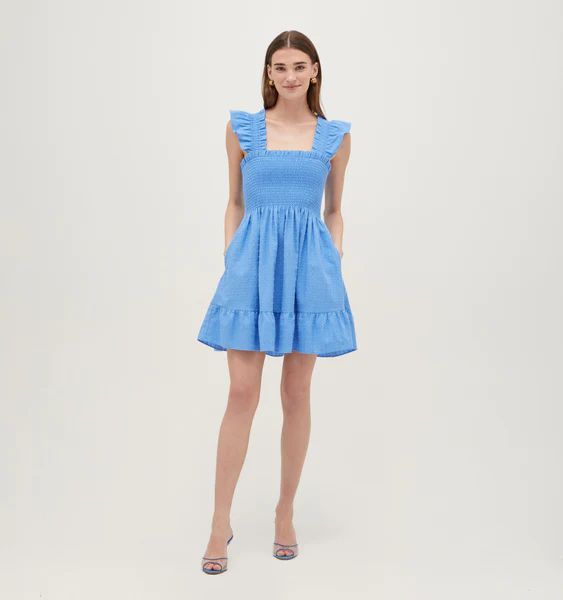 The Elizabeth Nap Dress - Hydrangea Blue Textured Clip Dot | Hill House Home