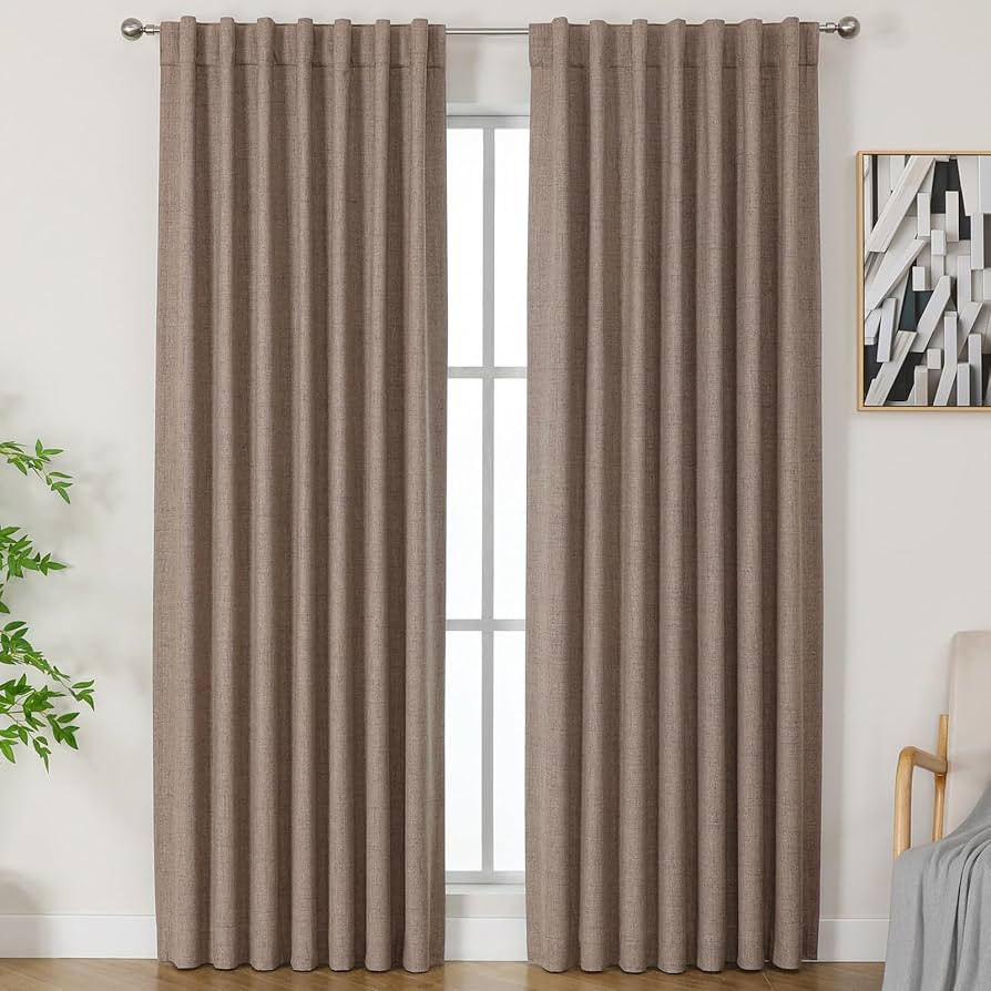 Airwill Natural Linen Blackout Curtains,Thermal Insulated 84 inch Length Drapes for Living Room, ... | Amazon (US)