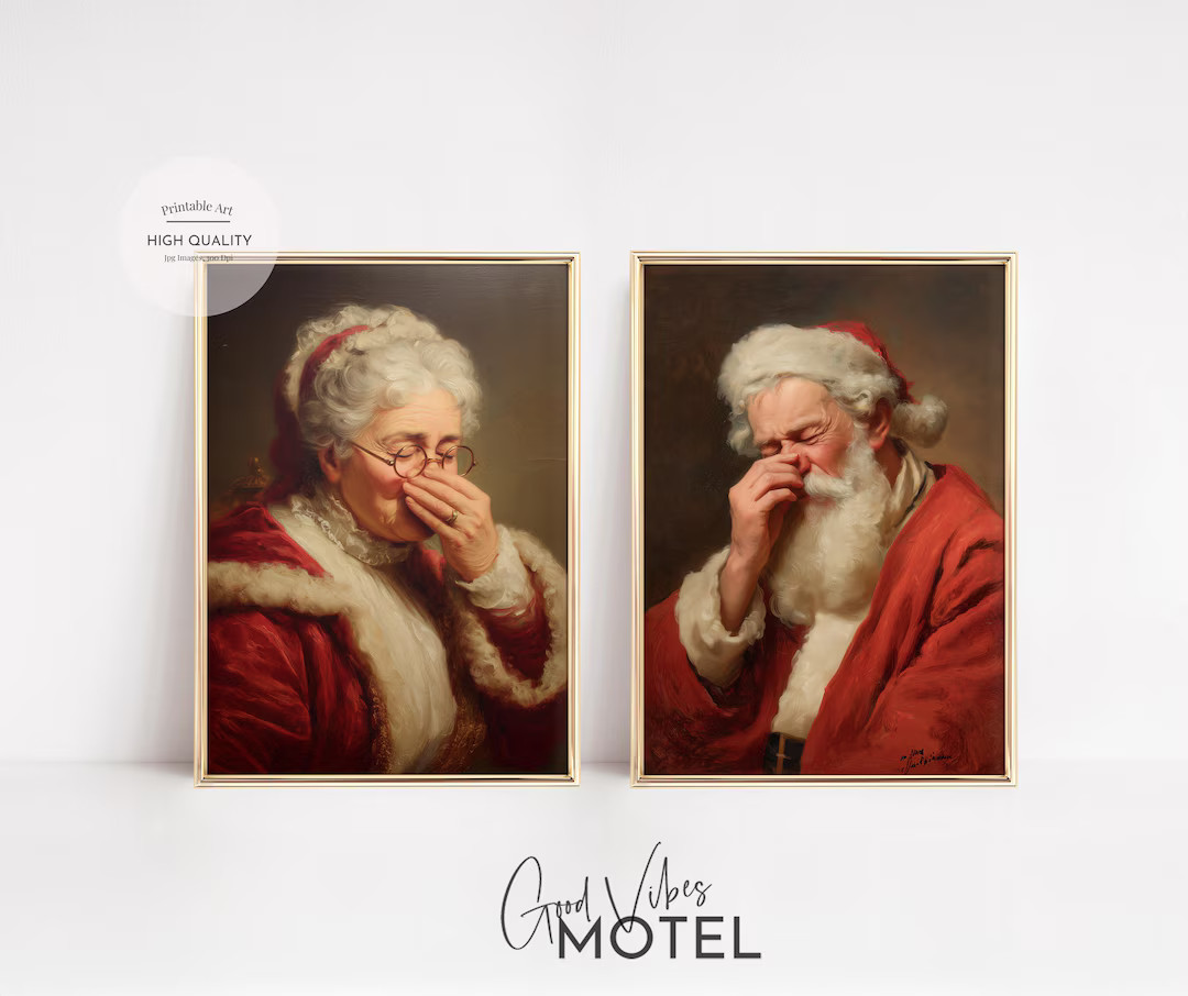 Funny Bathroom Prints, Christmas Printable Vintage Painting, Stinky Bathroom Wall Art, Christmas ... | Etsy (US)