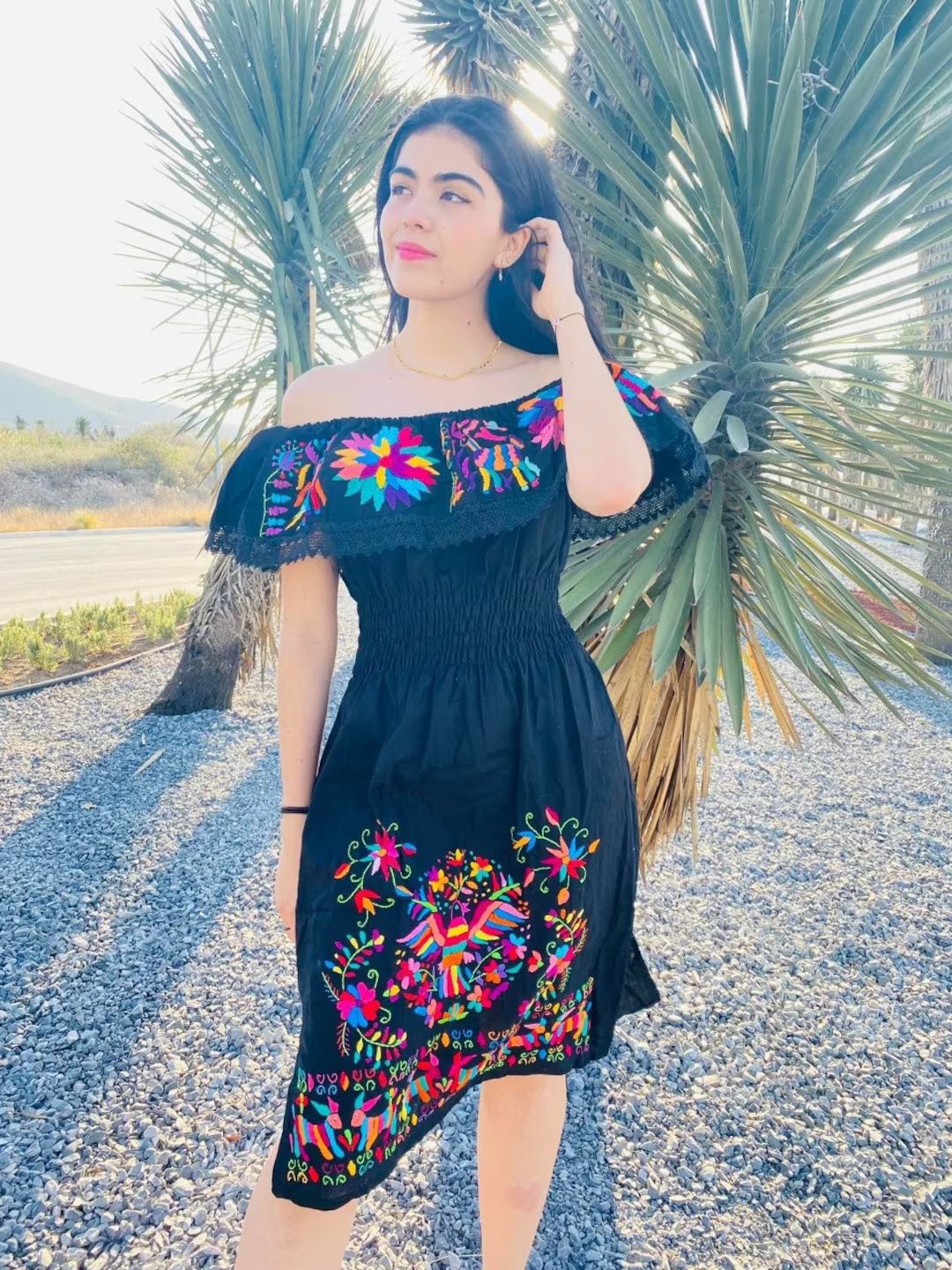 Mexican off Shoulder Dress.tenango Hand - Etsy | Etsy (US)