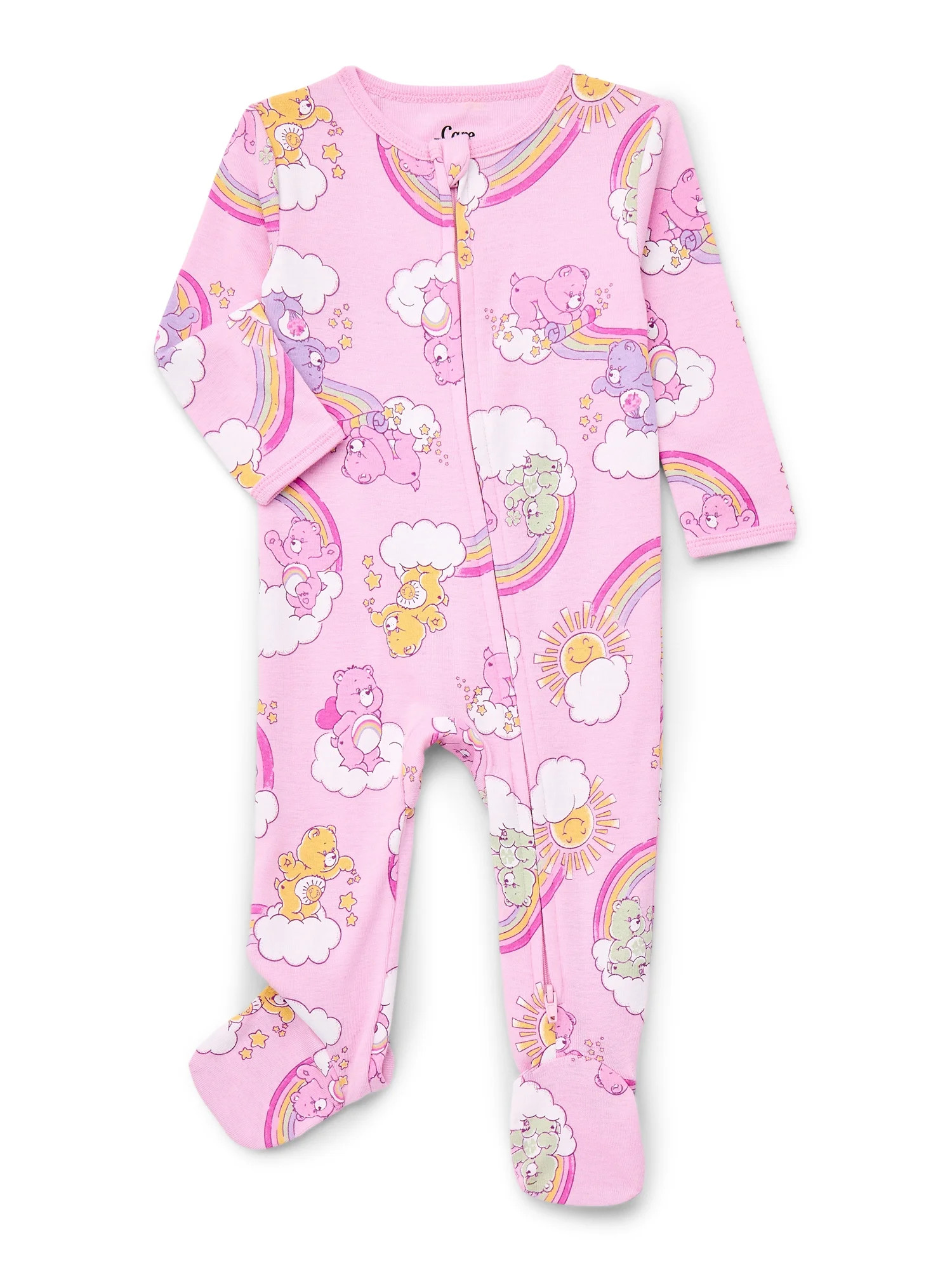 Care Bears Baby Boys or Girls Two-Way Zip Front Footed Pajama One-Piece, Sizes 0-6/9M | Walmart (US)