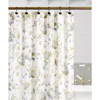 Ellis Curtain Abigail 72 in. Porcelain Floral Shower Curtain 730462127099 - The Home Depot | The Home Depot