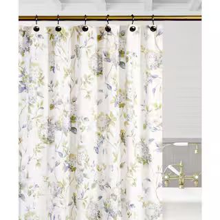 Ellis Curtain Abigail 72 in. Porcelain Floral Shower Curtain 730462127099 - The Home Depot | The Home Depot