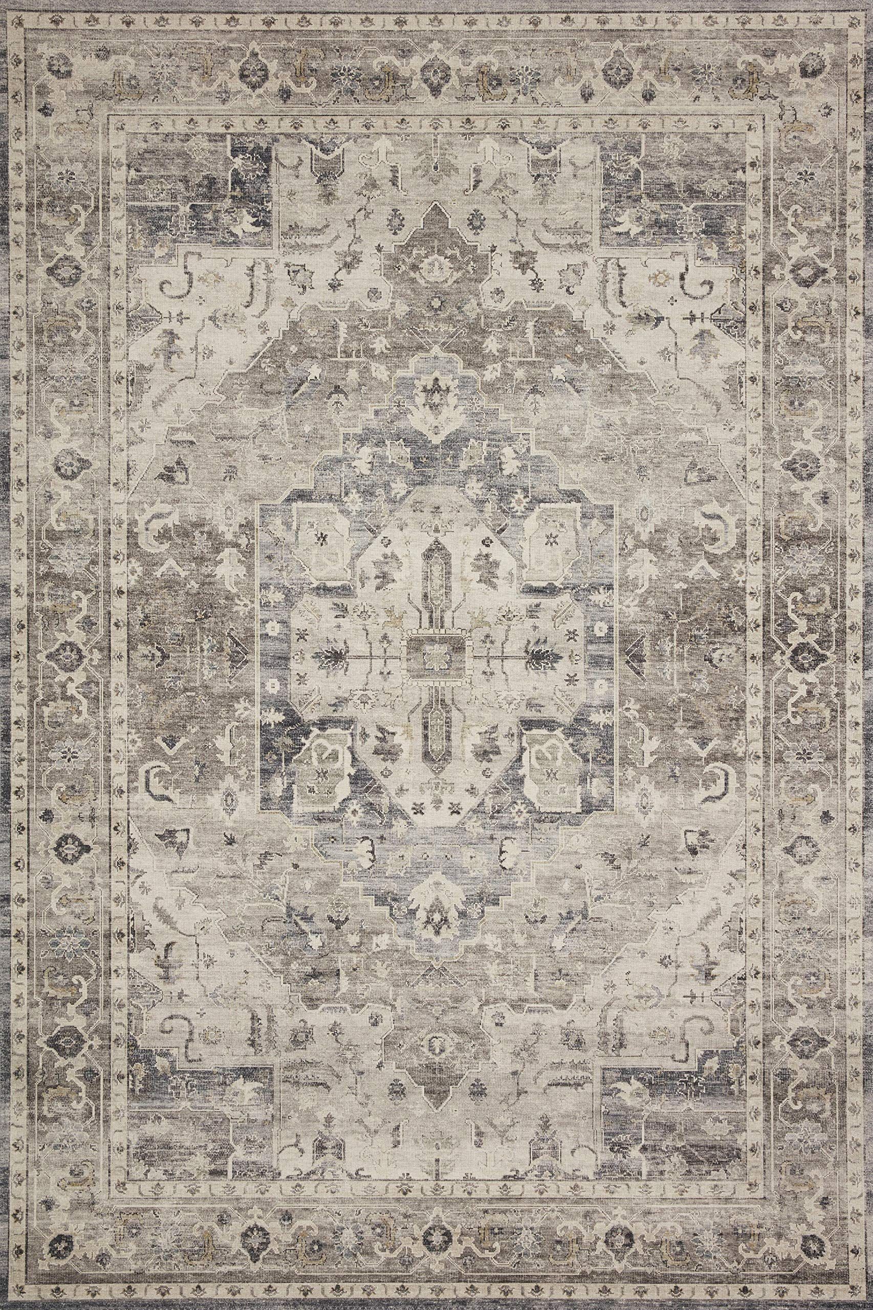 LOLOI Hathaway Collection HTH-05 Steel / Ivory, Traditional Area Rug, 9'-0 inch x 12'-0. | Amazon (US)