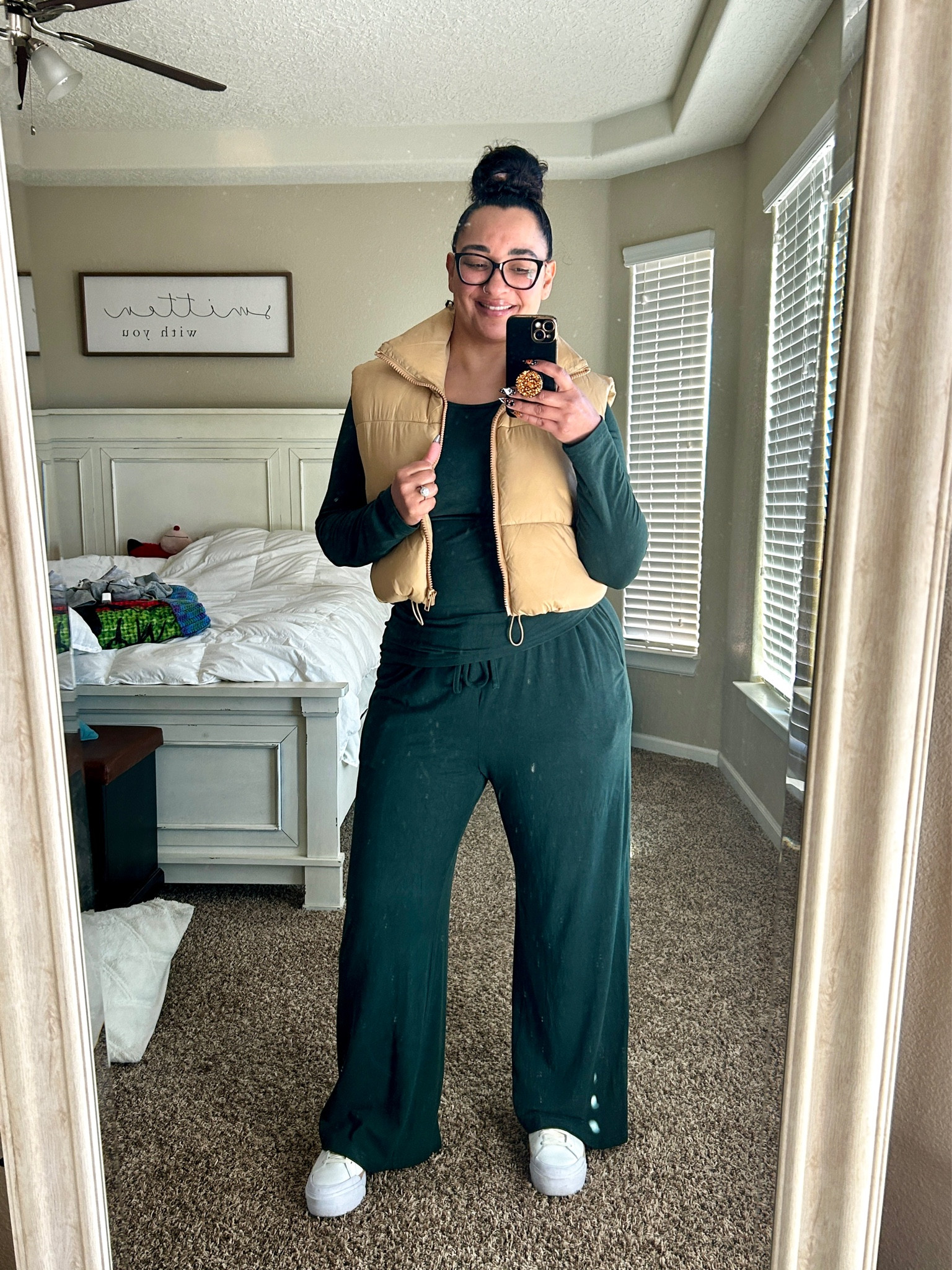 Comfy outfit on a cool day.
Comfy set. Puffy vest. Amazon. Nike. 

#LTKSaleAlert #LTKU #LTKMidsize