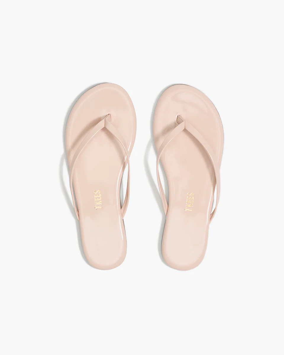 TKEES Lily Glosses Leather Flip Flops in Whipped Cream | TKEES