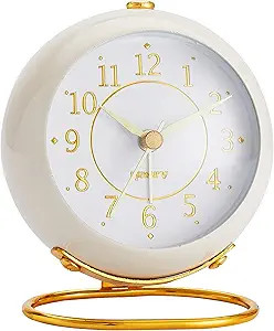 rjuwurv Metal Desk Clock, Retro Bedroom Table Vintage Analog Alarm Clock, Silent Non-Ticking Gold... | Amazon (US)