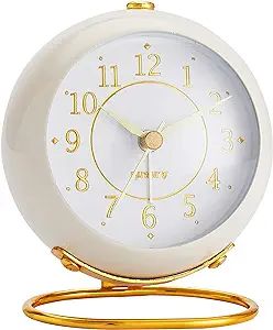 rjuwurv Metal Desk Clock, Retro Bedroom Table Vintage Analog Alarm Clock, Silent Non-Ticking Gold... | Amazon (US)