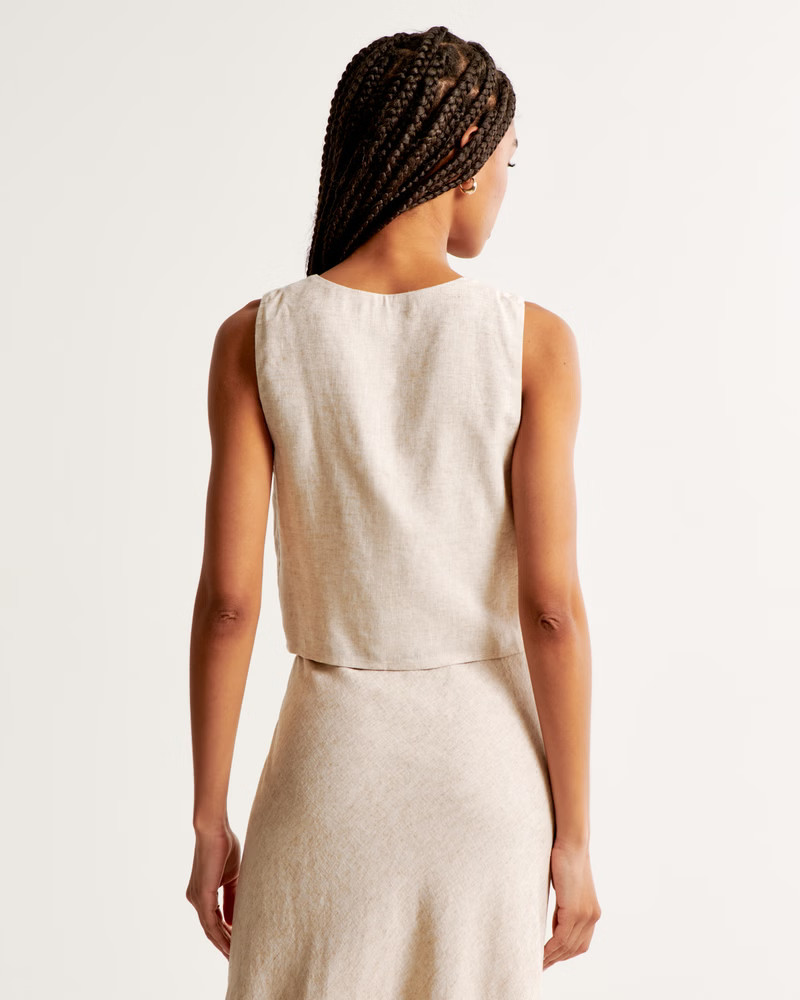 Women's Linen-Blend Tie-Front Vest Top | Women's Tops | Abercrombie.com | Abercrombie & Fitch (US)