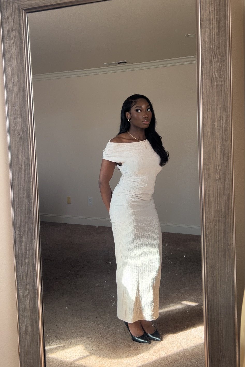 Off the shoulder beige dress 🤍

#LTKStyleTip #LTKFindsUnder50 #LTKU