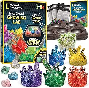 NATIONAL GEOGRAPHIC Mega Crystal Growing Kit for Kids- Grow 6 Crystals with Light-Up Stand, Scien... | Amazon (US)