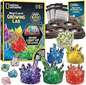 NATIONAL GEOGRAPHIC Mega Crystal Growing Kit for Kids- Grow 6 Crystals with Light-Up Stand, Scien... | Amazon (US)