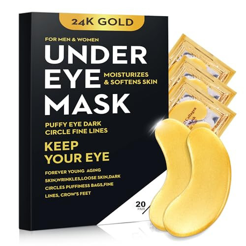 Bukamkom 40 Pcs/20 Pairs 24K Gold Eye Mask Collagen Under Eye Mask Patches for Dark Circle Puffiness, Refresh, Revitalizing, Travel, Wrinkles, Gold Eye Patches | Amazon (US)