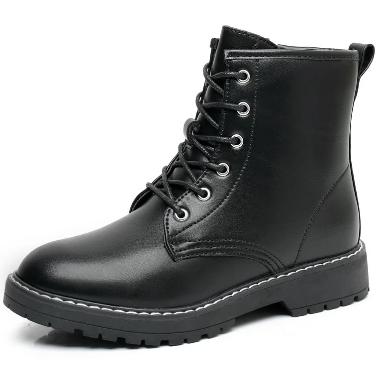 Blikcon Kids Girls Combat Ankle Boots Lace up Inner Zipper Fashion Booties (Color : Black, Size :... | Walmart (US)