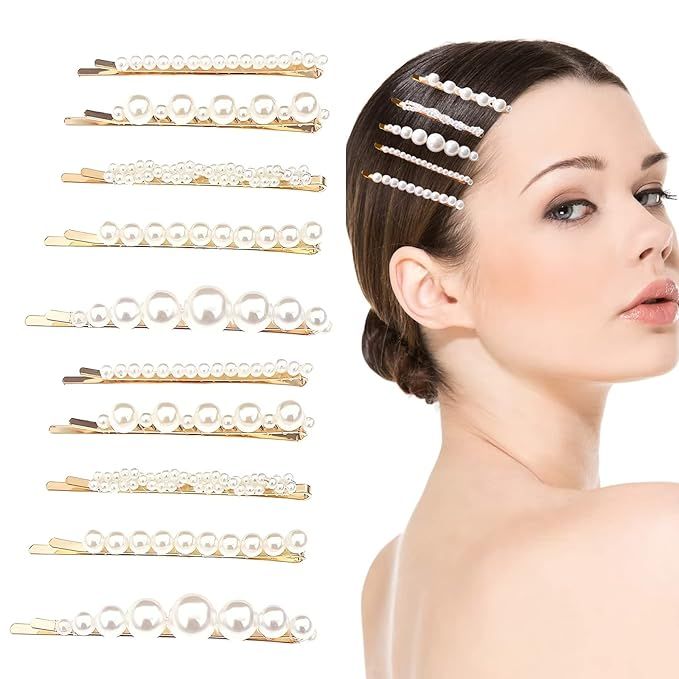10PCS Pearl Hair Clips, Elegant Pearl Bobby Pins, French Pearl Hair Pins, Decorative Hair Accesso... | Amazon (US)