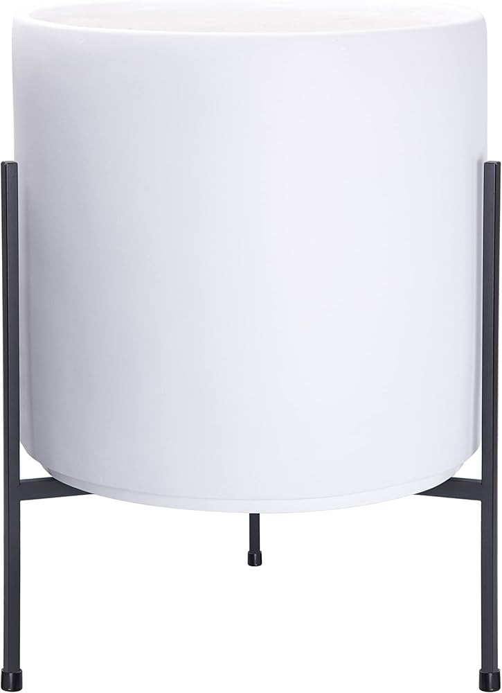 D'vine Dev Modern White Plants Pot Cylinder Planter with Heavy Duty Stand, X-Large 14 Inch Pot, 2... | Amazon (US)