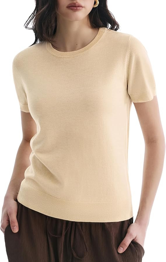 Women's Short Sleeve Sweaters Crew Neck Tops Lightweight Loose Fit Pullover Grace in Motion Colle... | Amazon (US)