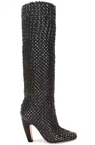 Bottega Veneta Mini Lido Weave Knee Boots in Black | FWRD | FWRD 