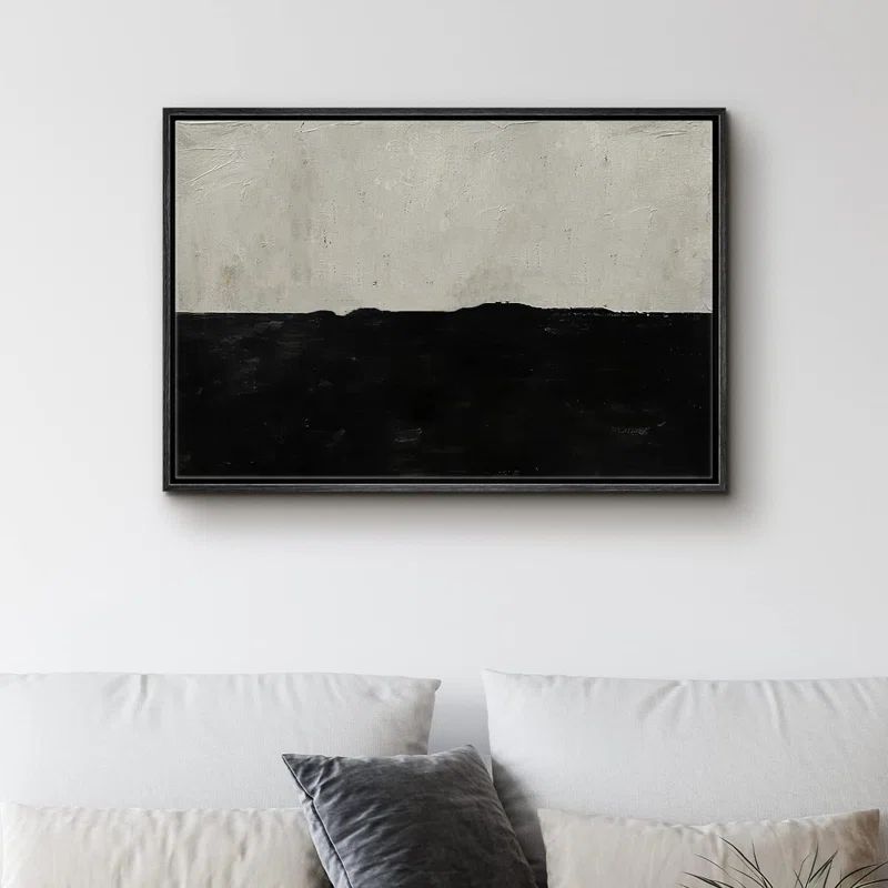 Minimal Landscape Green Black Pastel Contemporary Minimalist Pictures Framed Canvas Print Wall Ar... | Wayfair North America