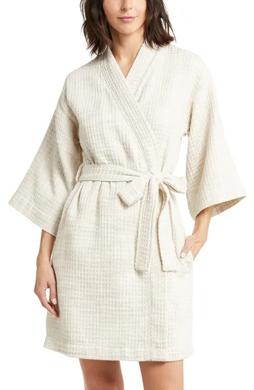 Nordstrom Everyday Spacedye Waffle Knit Robe in Tan Cobblestone Spacedye at Nordstrom, Size Large | Nordstrom