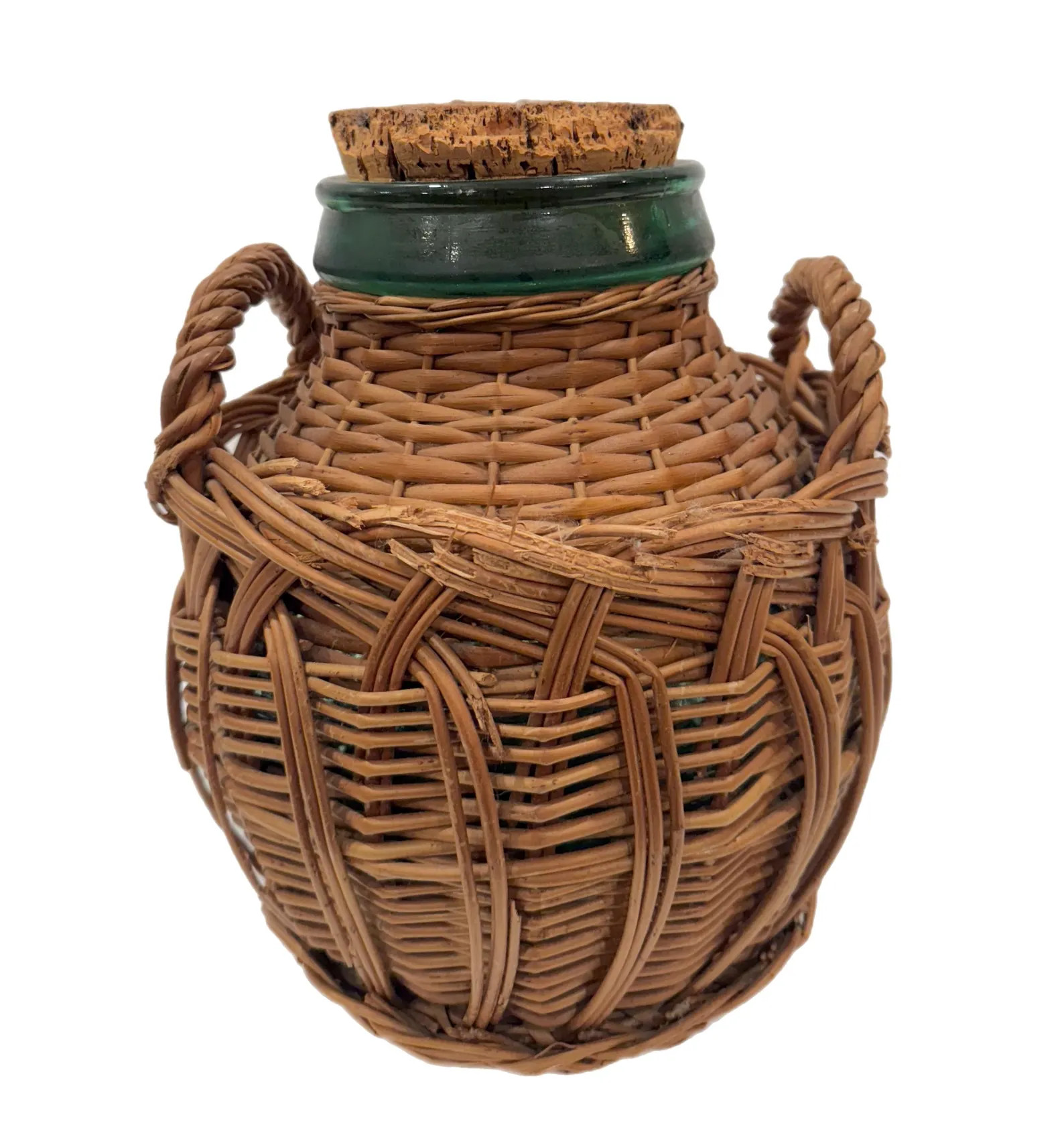 Demijohn Wine Ballon | Viresa Wine Bottle Raffia Wicker Basket | Large Vintage Green Glass Bottle... | Etsy (US)