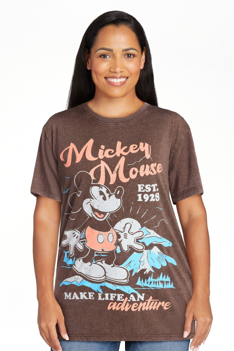Mickey Mouse Women's Washed Graphic Tee with Short Sleeves, Sizses XXS-XXL | Walmart (US)