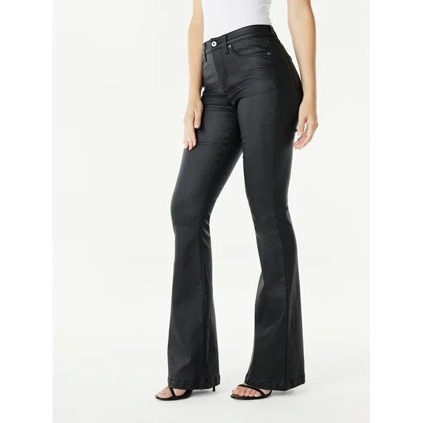 Sofia Jeans Women's Melisa Flare High Rise Coated Pants, 33.5" Inseam, Sizes 2-20 | Walmart (US)