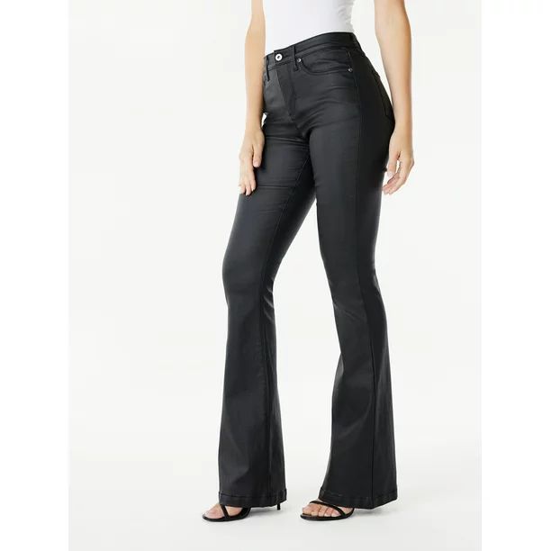 Sofia Jeans Women's Melisa Flare High Rise Coated Pants, 33.5" Inseam, Sizes 2-20 - Walmart.com | Walmart (US)