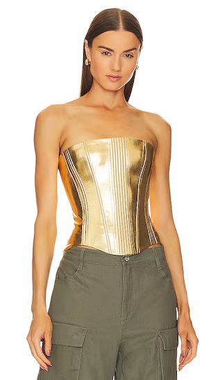 Strapless Corset Top in Gold | Revolve Clothing (Global)