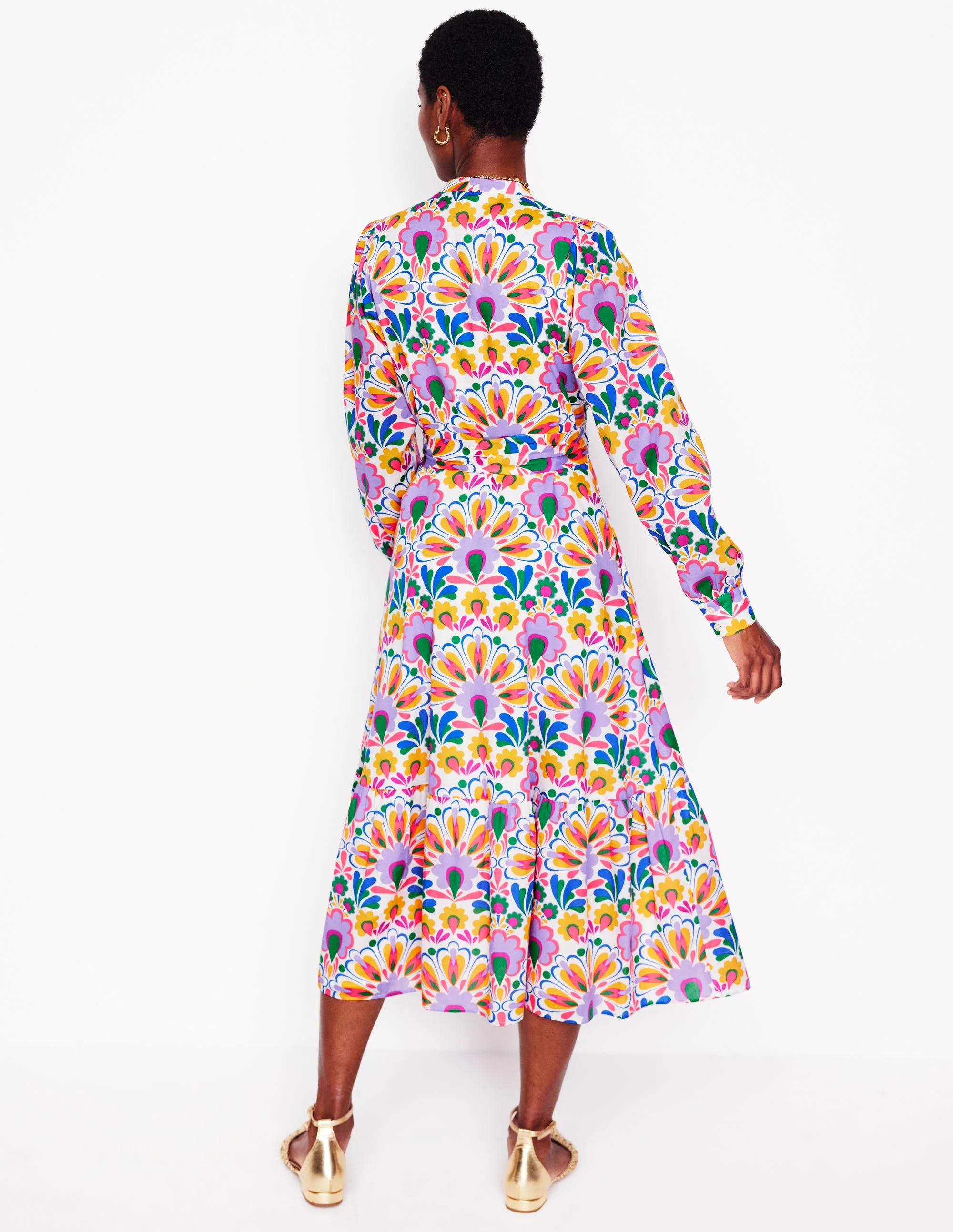 Mia Tiered Shirt Dress-Ivory, Decorative Dandelion | Boden (US)