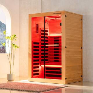 2-Person Indoor Canadian Hemlock Infrared Sauna with 7-Carbon Fiber Heaters, Red Light Function a... | The Home Depot
