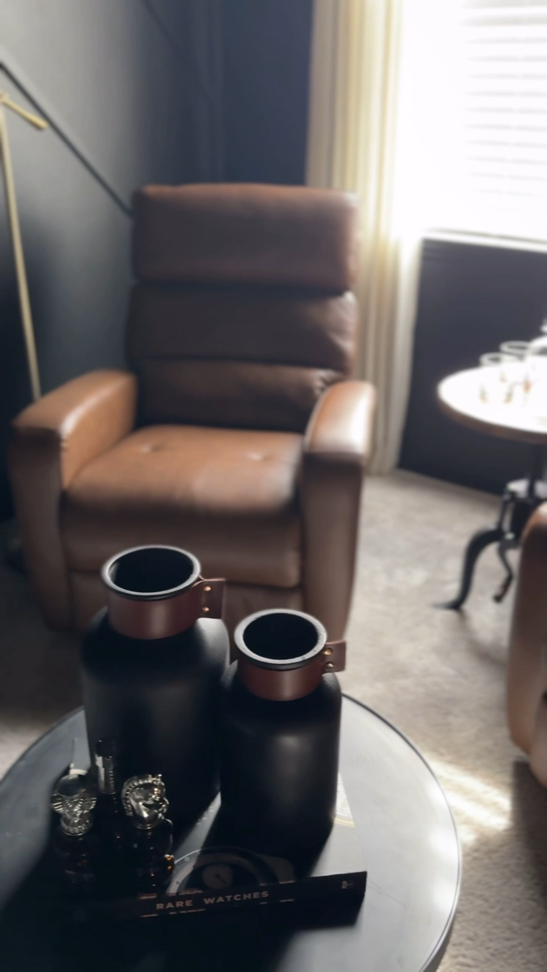 From blue to black! Home cave refresh = dark, moody, and perfect weekend spot.  