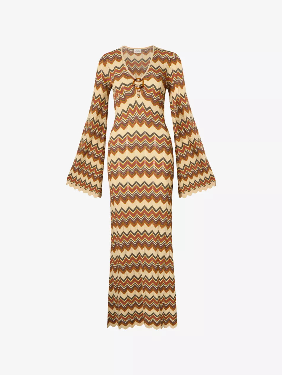 Zinna Wide-Sleeve Knitted Maxi Dress | Selfridges