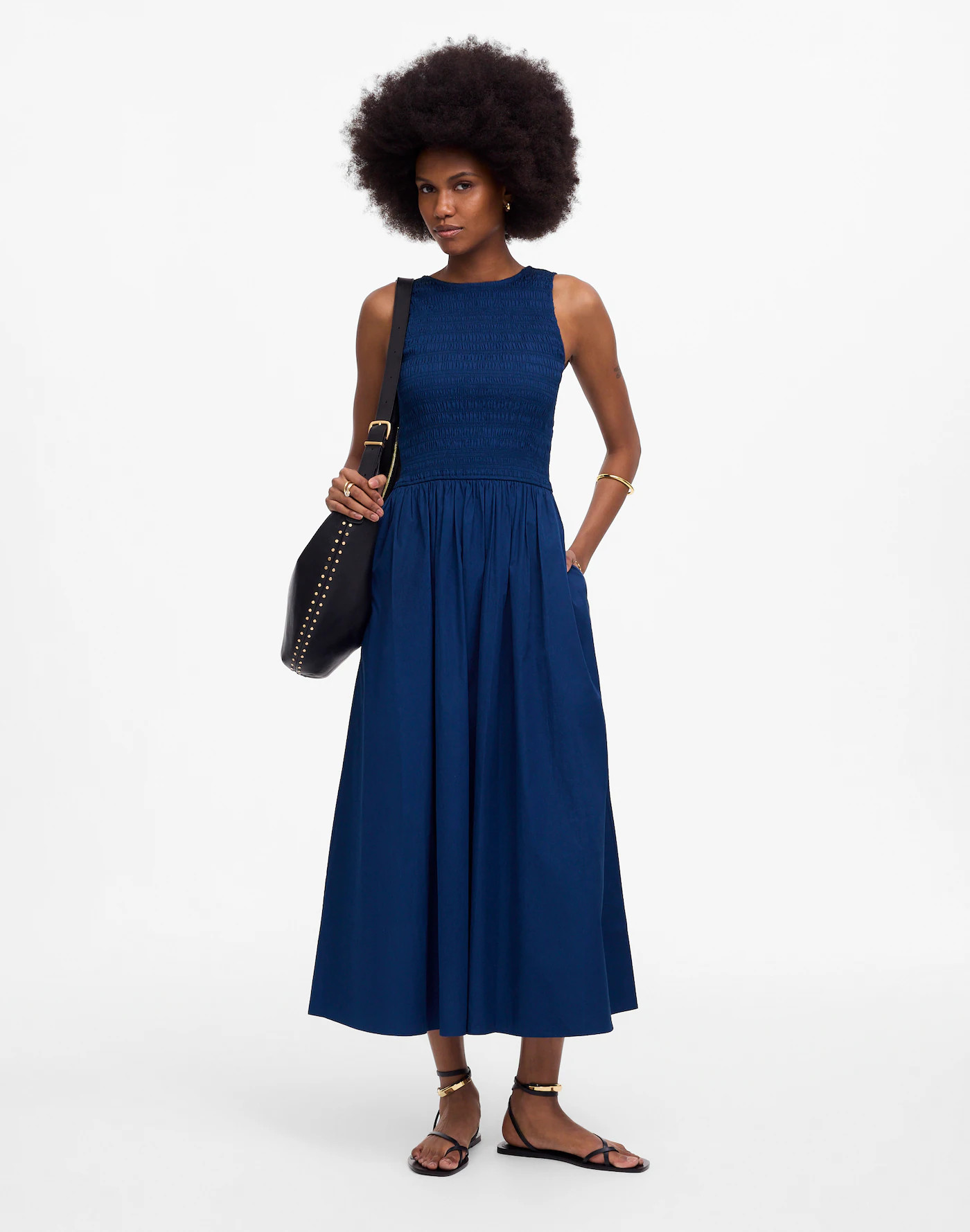 The Melody Scoopback Smocked Midi Dress | Madewell