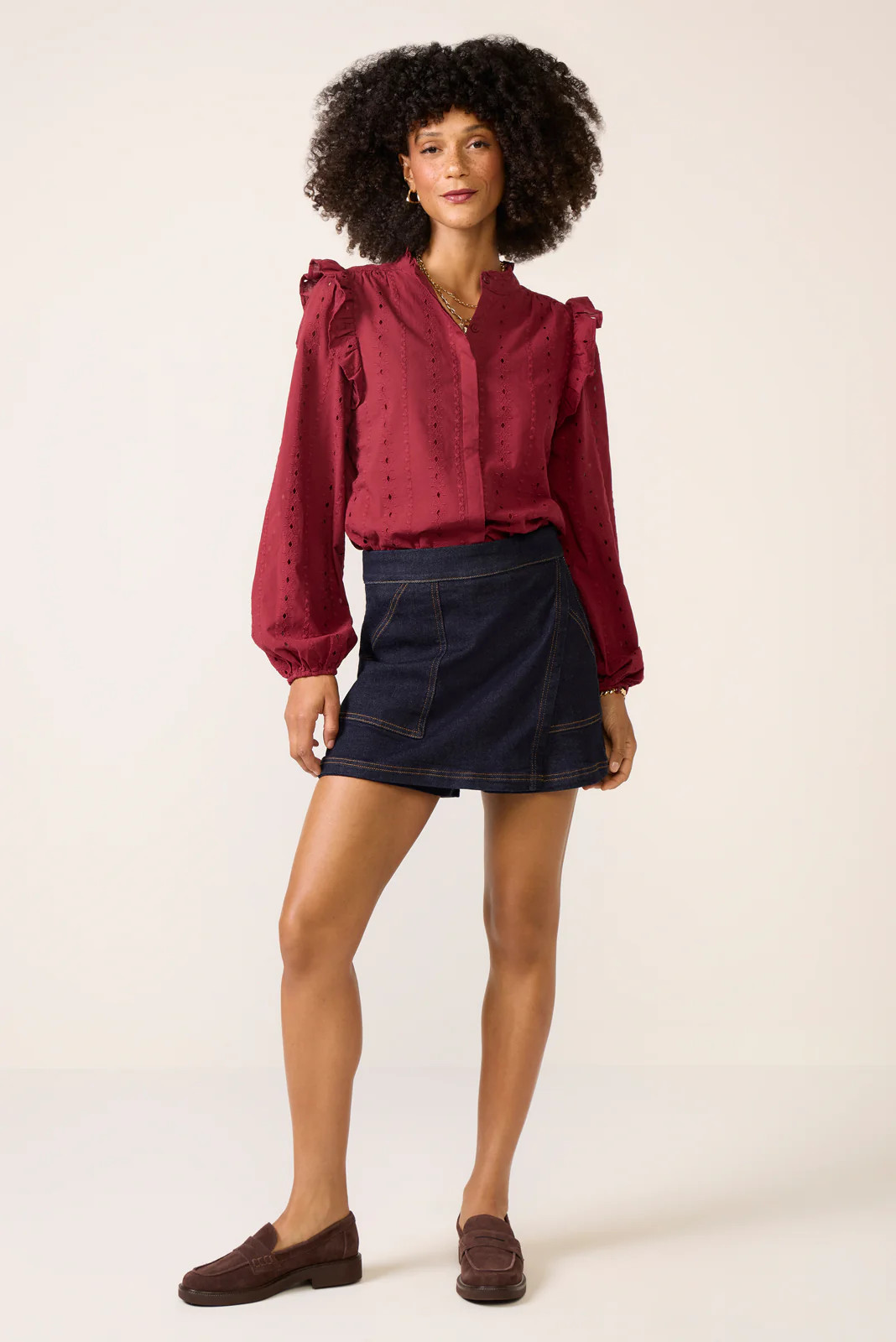 Lia Textured Ruffle Shirt | Evereve