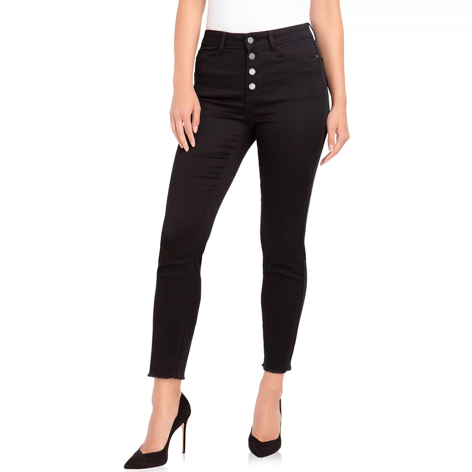 Women's Jordache Maria Button Fly Skinny Jeans, Size: 8, Black | Kohl's