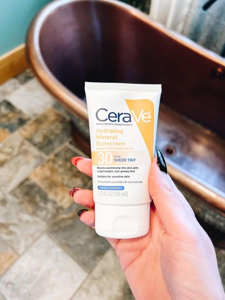 Amazon Cera Ve sunscreen find! 
Fashionablylatemom 
CeraVe Hydrating Mineral Sunscreen with Sheer Tint | Tinted Mineral Sunscreen with Zinc Oxide & Titanium Dioxide | Blends Seamlessly For Healthy Glow | Tinted Moisturizer with SPF 30 | 1.7 Fluid Ounce
Universal tint for all skin tones that instantly leaves skin with a healthy glow and offsets the white-cast typically associated with mineral sunscreens. Lightweight, non-greasy feel.

#LTKActive #LTKbeauty