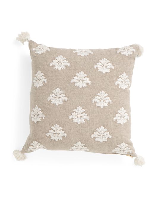 20x20  Linen Embroidered Floral Pillow | TJ Maxx