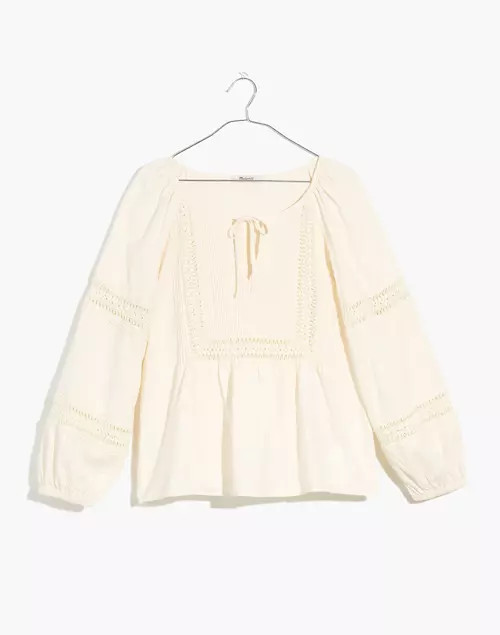 Linen-Blend Pintuck Peasant Top | Madewell