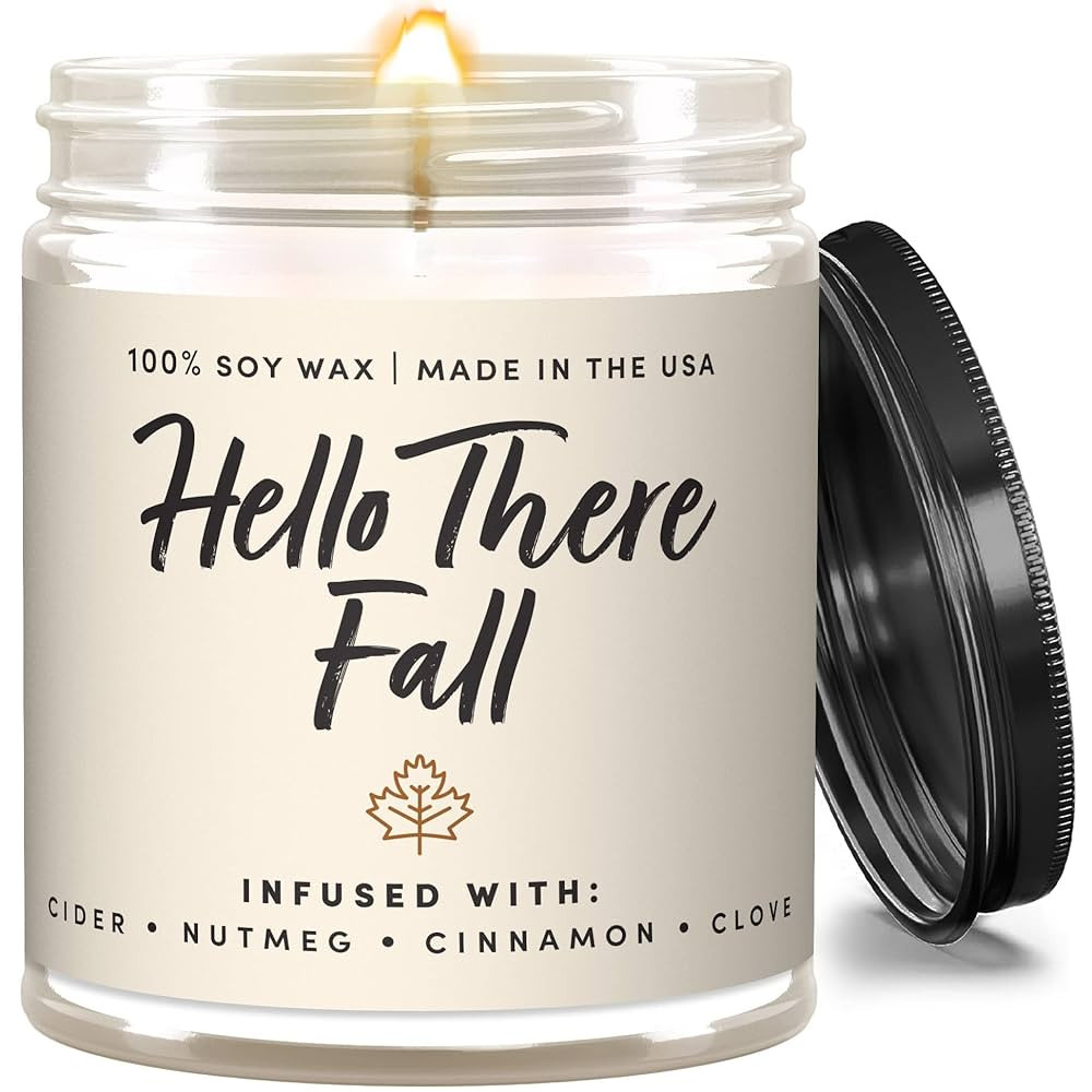WAX & WIT Fall Candles, Hello Fall Candle, Autumn Candle, Fall Scented Candles for Home, Farmhous... | Amazon (US)