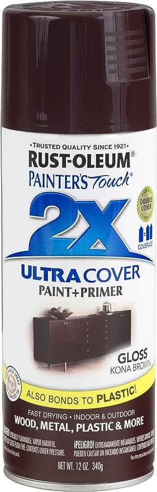 Rust-Oleum 249102 Painter's Touch 2X Ultra Cover Spray Paint, 12 oz, Gloss Kona Brown | Amazon (US)