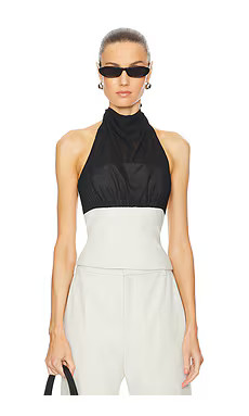 L'Academie by Marianna Aurore Halter Top in Sand Beige from Revolve.com | Revolve Clothing (Global)