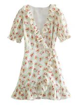 'Alivia' Floral Printed Ruffled Wrap Dress | Goodnight Macaroon