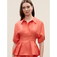Lena Shine Blouse - Coral / 12 | Rebecca Taylor