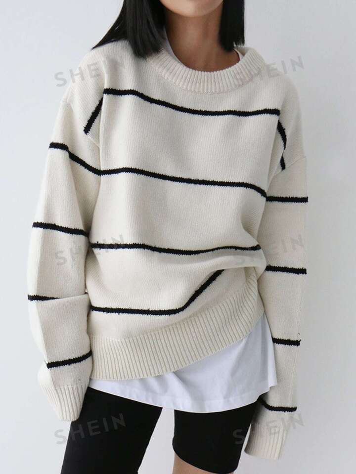 DAZY Striped Pattern Drop Shoulder Sweater | SHEIN